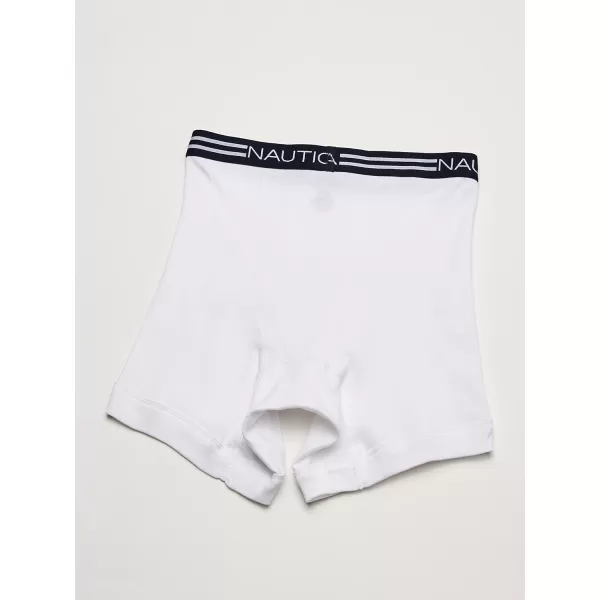 Nautica Mens Classic Cotton Boxer Brief MultipackWhite 5 Pack