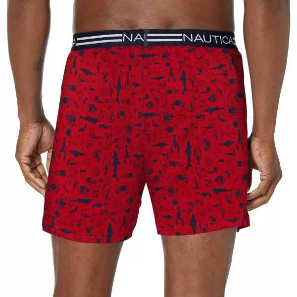 Nautica Mens Classic Cotton Loose Knit BoxerCrittersNautica Red