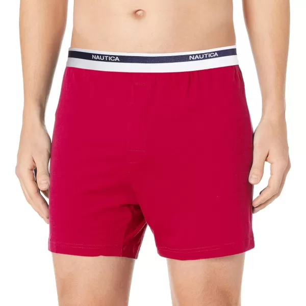 Nautica Mens Classic Cotton Loose Knit BoxerNautica Red