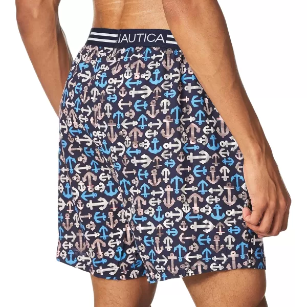 Nautica Mens Classic Cotton Loose Knit BoxerNautical AnchorPeacoat