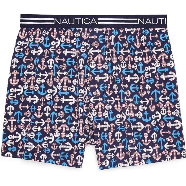 Nautica Mens Classic Cotton Loose Knit BoxerNautical AnchorPeacoat