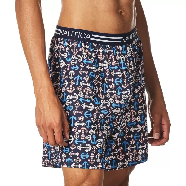 Nautica Mens Classic Cotton Loose Knit BoxerNautical AnchorPeacoat