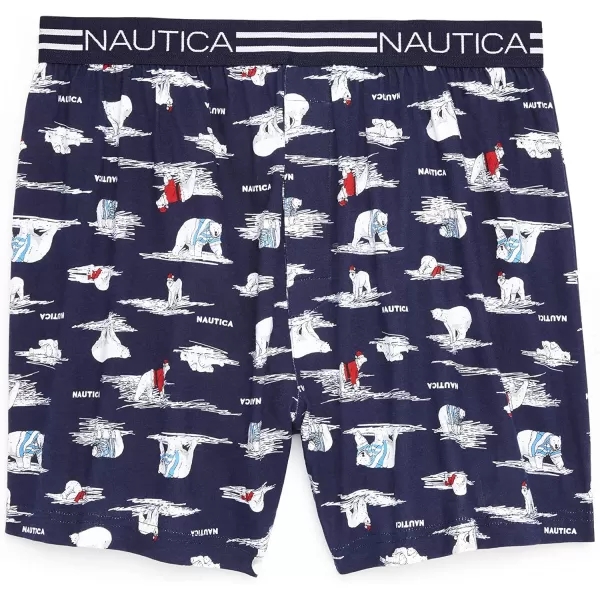 Nautica Mens Classic Cotton Loose Knit BoxerPolar BearsPeacoat1