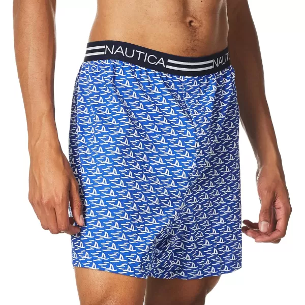 Nautica Mens Classic Cotton Loose Knit BoxerShark AttackBright Blue