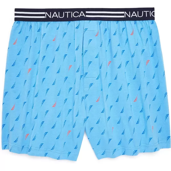 Nautica Mens Classic Cotton Loose Knit BoxerStripe SailAero Blue