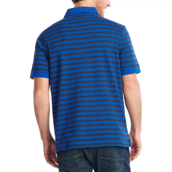 Nautica Mens Classic Fit 100 Cotton Soft Short Sleeve Stripe Polo ShirtBright Cobalt