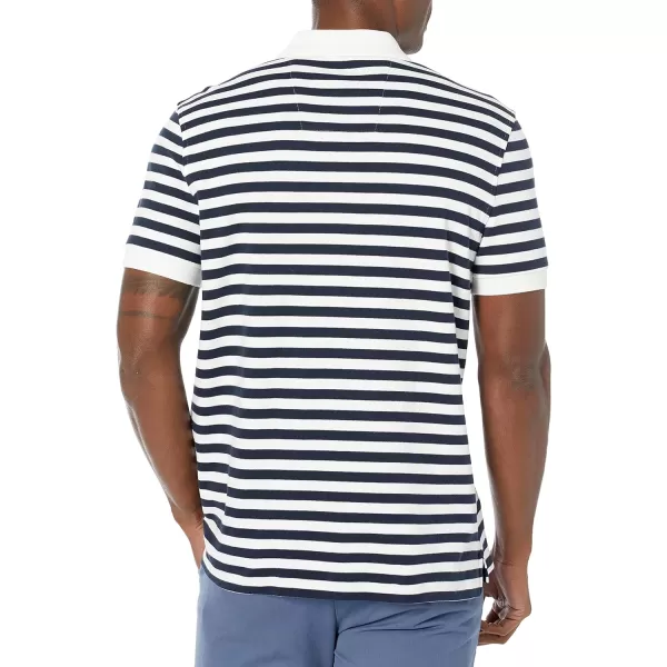 Nautica Mens Classic Fit 100 Cotton Soft Short Sleeve Stripe Polo ShirtBright White