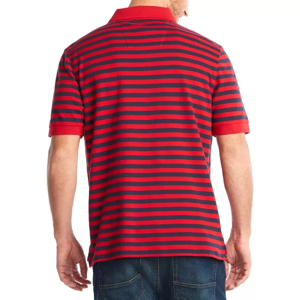 Nautica Mens Classic Fit 100 Cotton Soft Short Sleeve Stripe Polo ShirtNautica Red