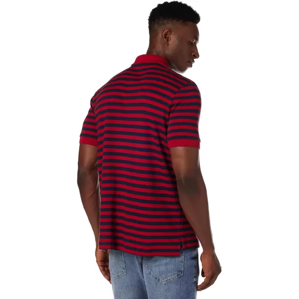 Nautica Mens Classic Fit 100 Cotton Soft Short Sleeve Stripe Polo ShirtNautica Red