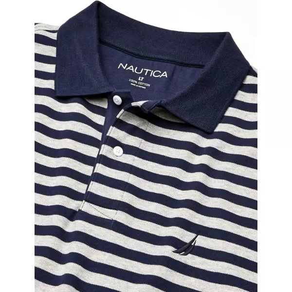 Nautica Mens Classic Fit 100 Cotton Soft Short Sleeve Stripe Polo ShirtNavy
