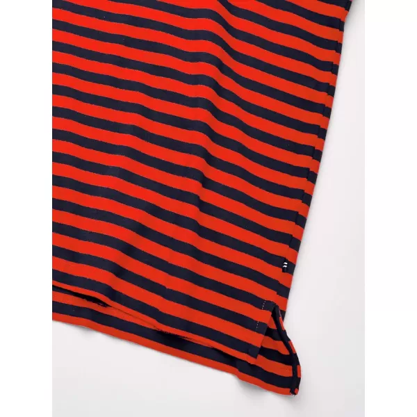 Nautica Mens Classic Fit 100 Cotton Soft Short Sleeve Stripe Polo ShirtOrange Poppy
