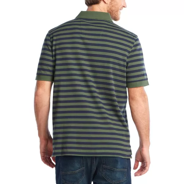 Nautica Mens Classic Fit 100 Cotton Soft Short Sleeve Stripe Polo ShirtPine Forest