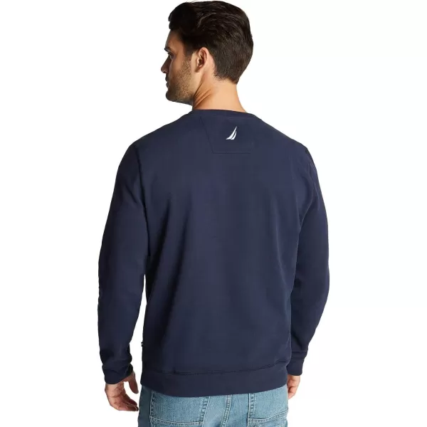 Nautica Mens Classic Fit Crewneck Logo Fleece PulloverNavy