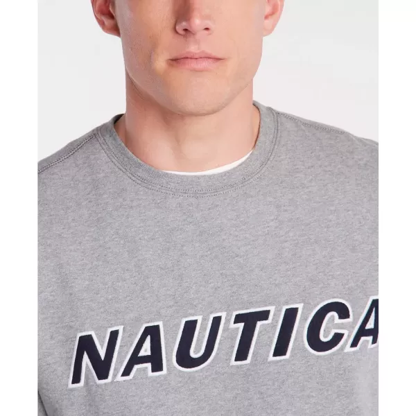 Nautica Mens Classic Fit Crewneck Logo Fleece PulloverStone Grey Heather