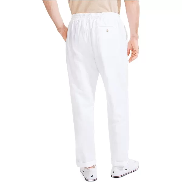 Nautica Mens Classic Fit Drawstring Linen PantBright White