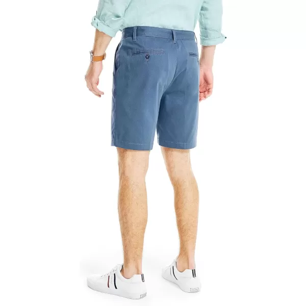 Nautica Mens Classic Fit Flat Front Stretch Solid Chino 85 Deck ShortsBlue Indigo