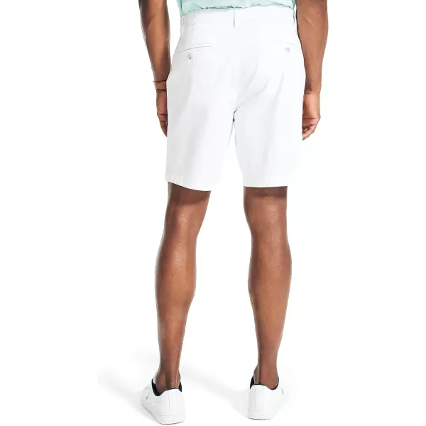 Nautica Mens Classic Fit Flat Front Stretch Solid Chino 85 Deck ShortsBright White