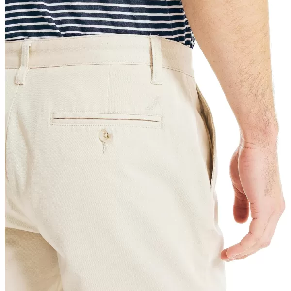 Nautica Mens Classic Fit Flat Front Stretch Solid Chino 85 Deck ShortsNautica Stone