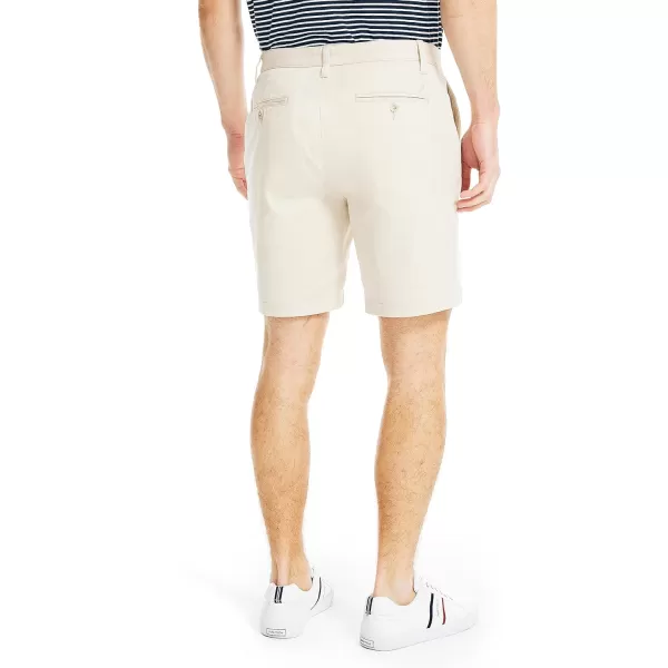 Nautica Mens Classic Fit Flat Front Stretch Solid Chino 85 Deck ShortsNautica Stone