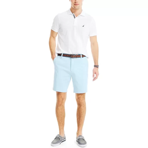 Nautica Mens Classic Fit Flat Front Stretch Solid Chino 85 Deck ShortsNoon Blue