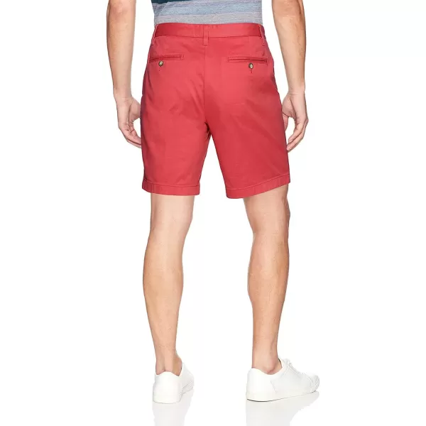 Nautica Mens Classic Fit Flat Front Stretch Solid Chino 85 Deck ShortsSailor Red