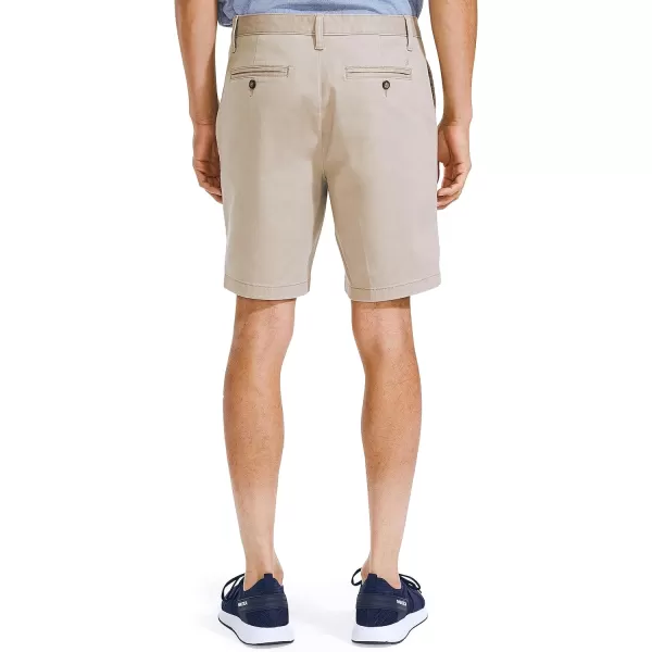 Nautica Mens Classic Fit Flat Front Stretch Solid Chino 85 Deck ShortsTrue Khaki