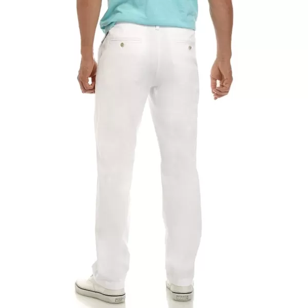 Nautica Mens Classic Fit Flat Front Stretch Solid Chino Deck PantBright White