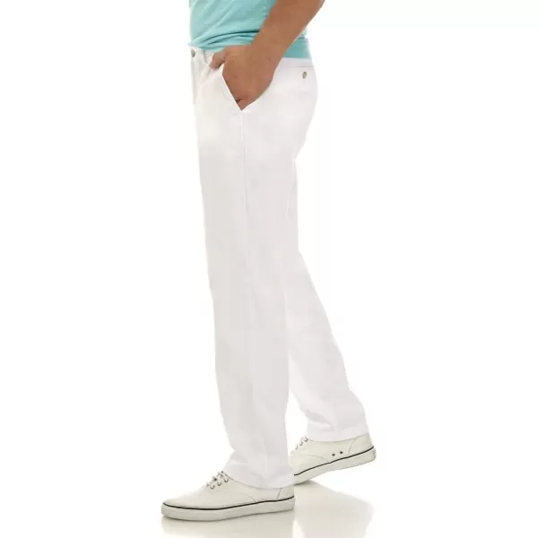 Nautica Mens Classic Fit Flat Front Stretch Solid Chino Deck PantBright White