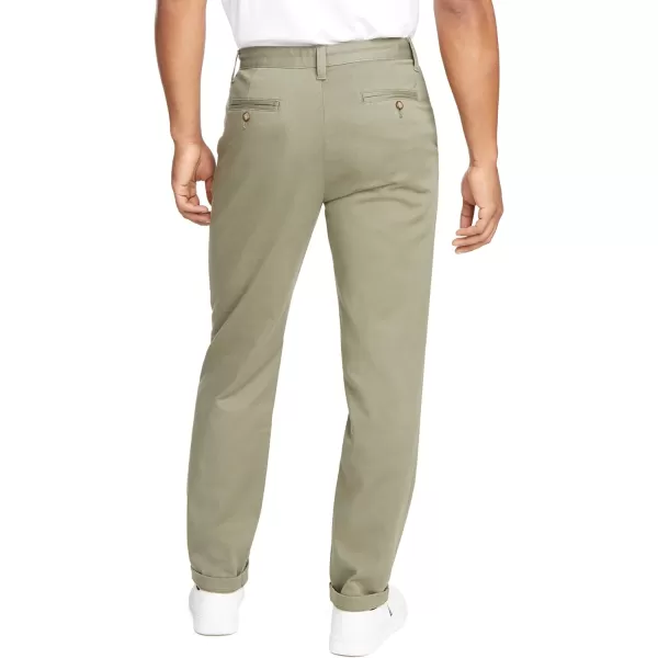 Nautica Mens Classic Fit Flat Front Stretch Solid Chino Deck PantHillside Olive