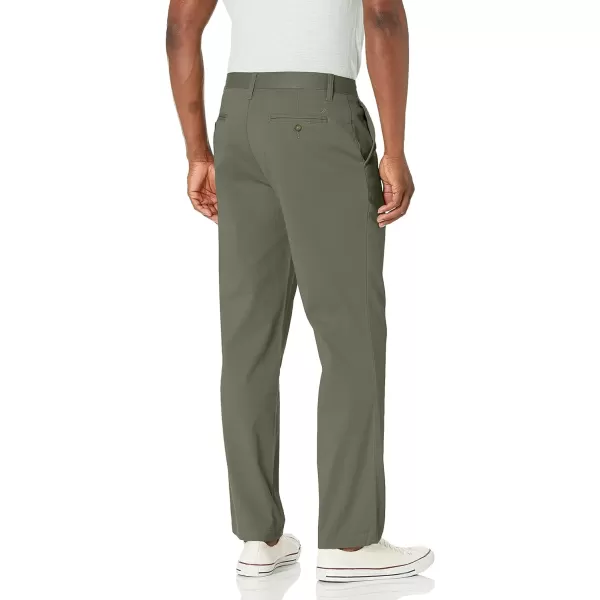 Nautica Mens Classic Fit Flat Front Stretch Solid Chino Deck PantHillside Olive Green