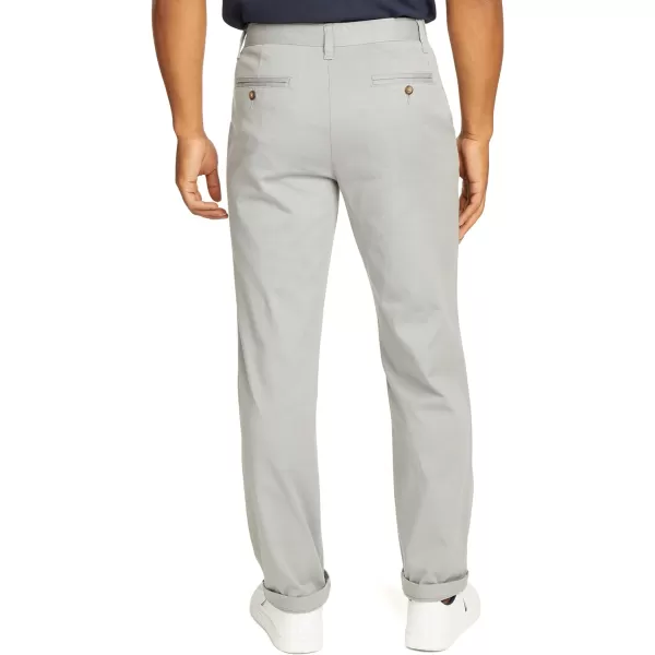 Nautica Mens Classic Fit Flat Front Stretch Solid Chino Deck PantRadial Grey