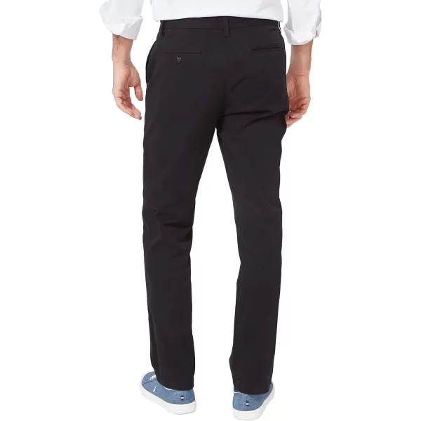 Nautica Mens Classic Fit Flat Front Stretch Solid Chino Deck PantTrue Black