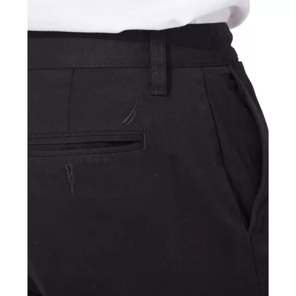 Nautica Mens Classic Fit Flat Front Stretch Solid Chino Deck PantTrue Black