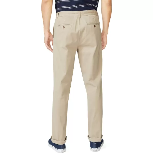 Nautica Mens Classic Fit Flat Front Stretch Solid Chino Deck PantTrue Khaki