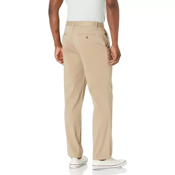 Nautica Mens Classic Fit Flat Front Stretch Solid Chino Deck PantTrue Khaki