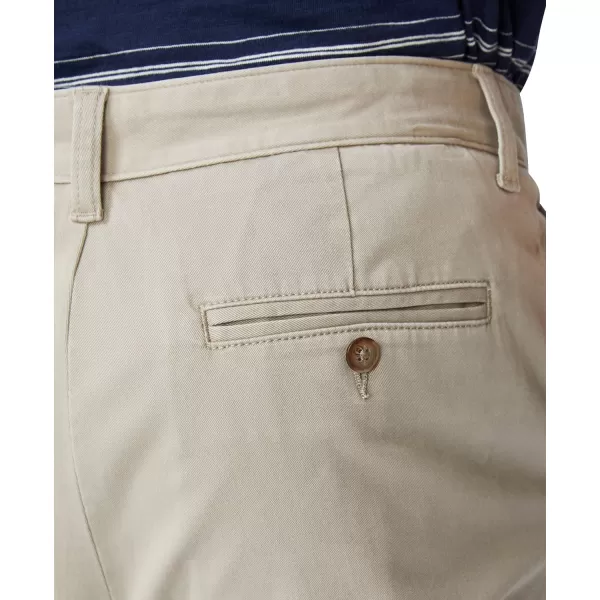 Nautica Mens Classic Fit Flat Front Stretch Solid Chino Deck PantTrue Khaki