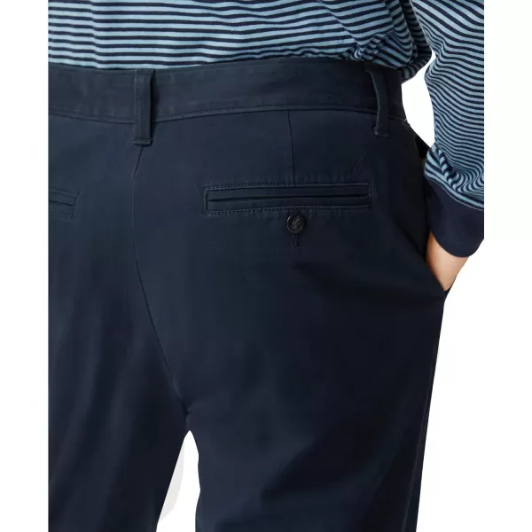 Nautica Mens Classic Fit Flat Front Stretch Solid Chino Deck PantTrue Navy
