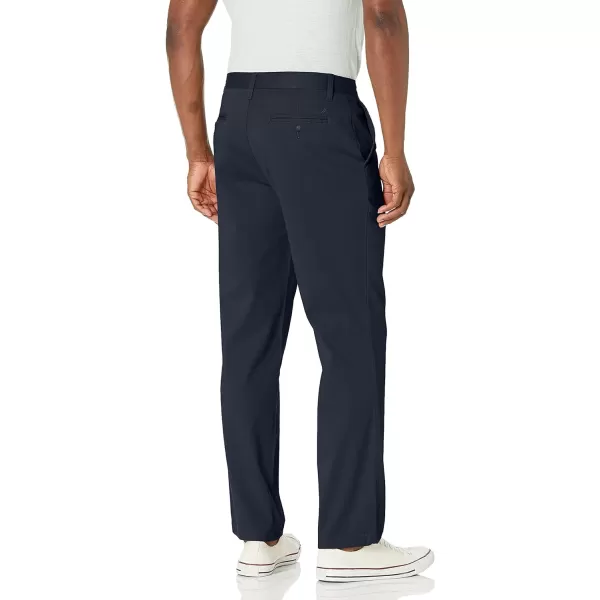 Nautica Mens Classic Fit Flat Front Stretch Solid Chino Deck PantTrue Navy