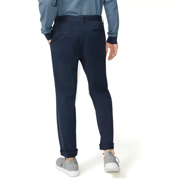 Nautica Mens Classic Fit Flat Front Stretch Solid Chino Deck PantTrue Navy