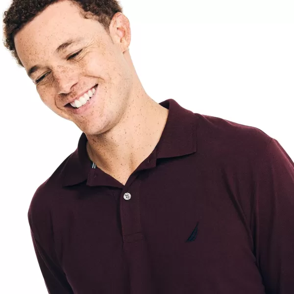 Nautica Mens Classic Fit LongSleeve Deck Polo2024 Collection Burgundy