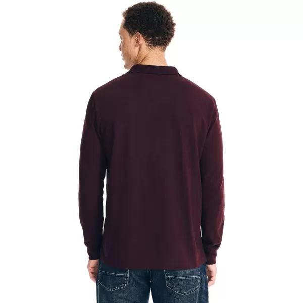 Nautica Mens Classic Fit LongSleeve Deck Polo2024 Collection Burgundy