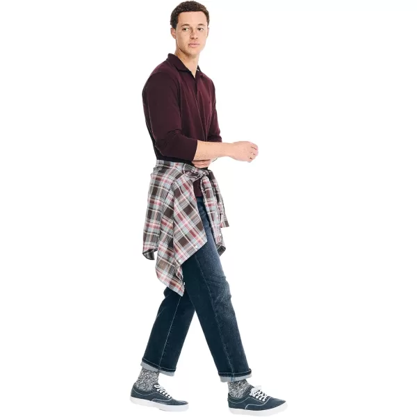 Nautica Mens Classic Fit LongSleeve Deck Polo2024 Collection Burgundy