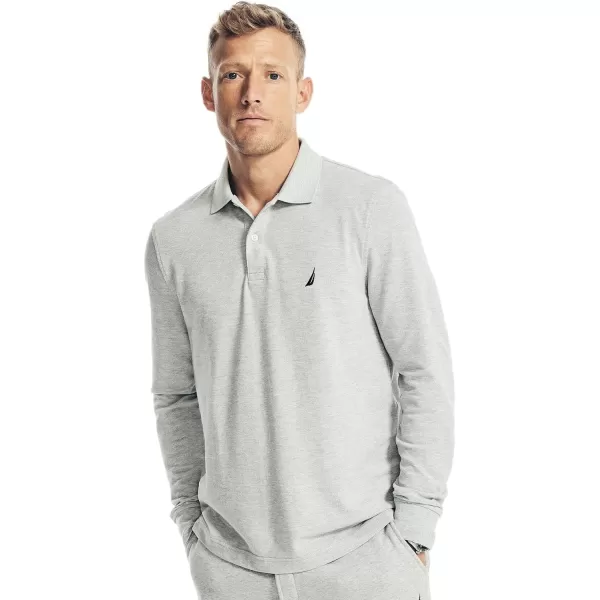 Nautica Mens Classic Fit LongSleeve Deck Polo2024 Collection Smoke Grey