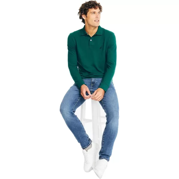 Nautica Mens Classic Fit LongSleeve Deck Polo2024 Collection Tidal Green