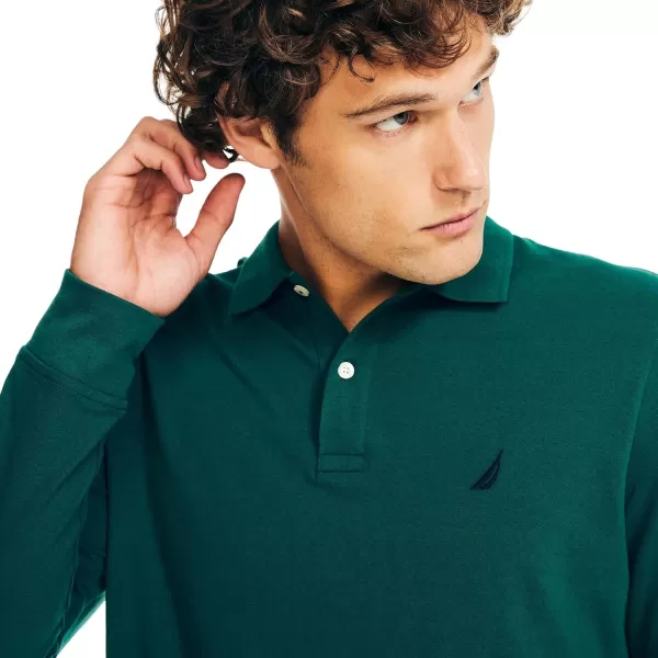 Nautica Mens Classic Fit LongSleeve Deck Polo2024 Collection Tidal Green