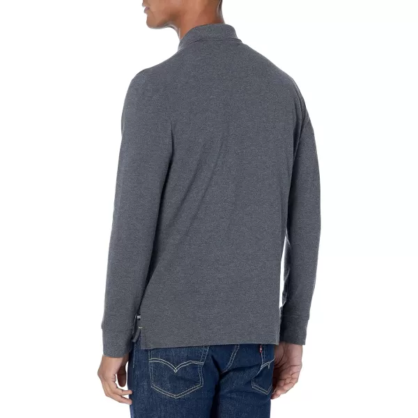 Nautica Mens Classic Fit LongSleeve Deck PoloCharcoal Heather