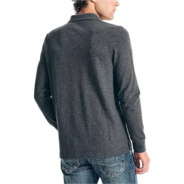 Nautica Mens Classic Fit LongSleeve Deck PoloCharcoal Heather