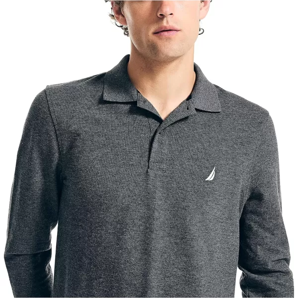 Nautica Mens Classic Fit LongSleeve Deck PoloCharcoal Heather