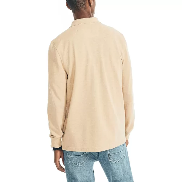 Nautica Mens Classic Fit LongSleeve Deck PoloCoastal Camel Heather