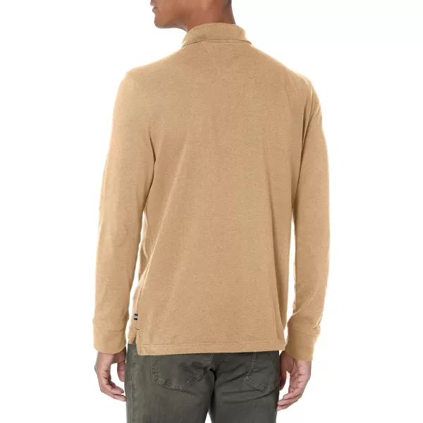 Nautica Mens Classic Fit LongSleeve Deck PoloCoastal Camel Heather